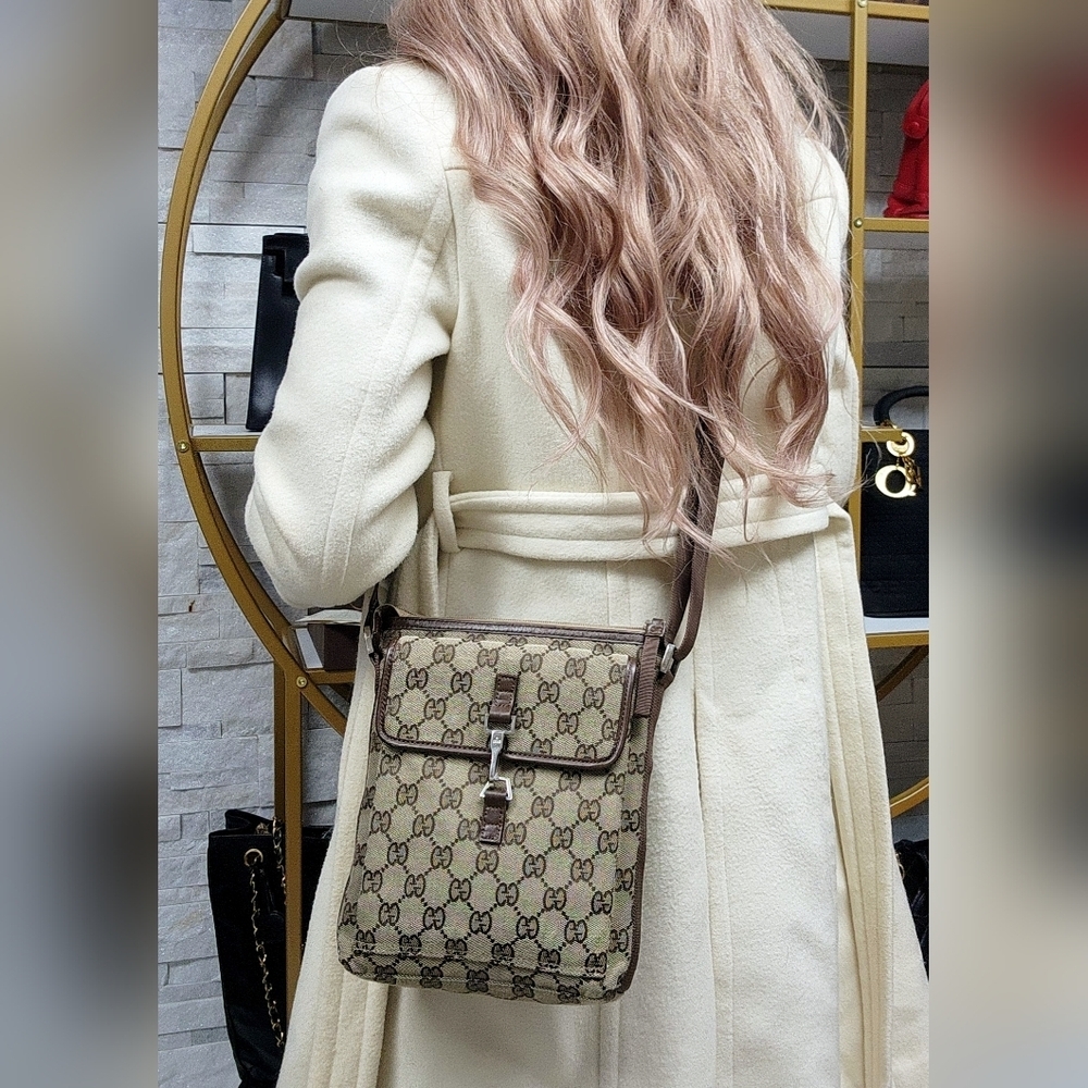 Uni Sex Brown Patterned Crossbody Bag